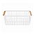 Cesto Retangular Branco de Metal com Alça de Bambu 36x22,5x12cm - Imagem 1