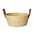 Cesto de Fibra Natural com Alça de Couro Mocca 28x13cm - Imagem 1