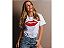 BABY LOOK BRANCA BOCA VERMELHA BORDADA - Imagem 1
