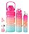 Kit 3 Garrafas Coloridas 2l 900ml 400ml Com Adesivos Rosa C/ Verde - Imagem 1