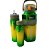 Kit 3 Garrafas Metalizadas 2l 700ml 260ml Com Canudo E Alça Verde - Imagem 1