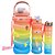 Kit 3 Garrafas 2l 480ml 250ml Com Alça E Adesivos Academia Rosa C/Azul - Imagem 1