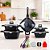 Kit Jogo de Panelas Antiaderente 5 Peças com Utensílios e Acessórios para Cozinha Bege - 80158 - Imagem 3
