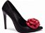 Scarpin Napa Craquelê Preto com Flor Vermelha - Imagem 1