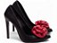 Scarpin Napa Craquelê Preto com Flor Vermelha - Imagem 4