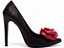 Scarpin Napa Craquelê Preto com Flor Vermelha - Imagem 5