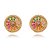 BRINCO ESTILO PIZZA FOLHEADO A OURO 18K COM ZIRCÔNIAS COLORIDAS - Imagem 1