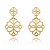 BRINCO FLORAL TRABALHADO PENDURADO FOLHEADO OURO 18K - Imagem 1