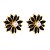 BRINCO FLOR COM ZIRCÔNIA NAVETE PRETA FOLHEADO A OURO 18K - Imagem 1