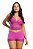 Baby Doll em Microfibra e Renda com Top Cropped e Short de Renda - Imagem 1