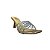 (5384-12185) Tamanco Salto Dourado Tiras Vazadas Cristal Ouro - Imagem 2
