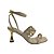(5384-12186) Sandália Salto Metalizado Tiras Esferas Douradas Off White - Imagem 1