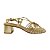 (4611786) Sandália Salto Bloco Tiras Finas Amarração  Champagne - Imagem 1