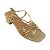 (4611786) Sandália Salto Bloco Tiras Finas Amarração  Champagne - Imagem 4