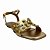 (264200-263) Sandália Rasteira Tiras Em H E Aplicações De Tachas Ouro Light - Imagem 2