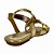 (264200-263) Sandália Rasteira Tiras Em H E Aplicações De Tachas Ouro Light - Imagem 3