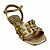 (264200-263) Sandália Rasteira Tiras Em H E Aplicações De Tachas Ouro Light - Imagem 4