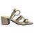 (4285Se) Sandália Salto Bloco Tira H Aplicações Douradas Off White - Imagem 1