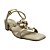 (4285Se) Sandália Salto Bloco Tira H Aplicações Douradas Off White - Imagem 2