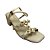 (4285Se) Sandália Salto Bloco Tira H Aplicações Douradas Off White - Imagem 4