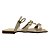 (4285Ne) Sandália Tira H Aplicações Douradas Off White - Imagem 1