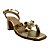(H031) Sandália Salto Bloco Detalhes Pedrarias Ouro Light - Imagem 2