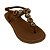 (Sr2004) Sandália Rasteira Com Tiras E Aplicações Metalizadas Café - Imagem 4