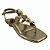 (264200-262) Sandália Rasteira Com Aplicações Redondas Metalizada Ouro Light - Imagem 2