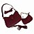 (Lk3010) Kit Bolsa Feminina 2 Peças Alça Transversal Ajustável Moderna Elegante Bordo - Imagem 6