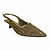 (7035A-20627) Slingback Salto Baixo Taça Bico Fino Trama Texturizada Ouro - Imagem 2