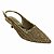 (7035A-20627) Slingback Salto Baixo Taça Bico Fino Trama Texturizada Ouro - Imagem 4