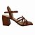 (8461-92812) Sandália Salto Bloco Com Tiras Cruzadas E Detalhe Ornamental Caramelo - Imagem 1