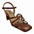 (8461-92812) Sandália Salto Bloco Com Tiras Cruzadas E Detalhe Ornamental Caramelo - Imagem 2