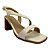 (H065) Sandália Salto Bloco Amadeirado Tiras Assimétricas Off White - Imagem 2