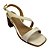(H065) Sandália Salto Bloco Amadeirado Tiras Assimétricas Off White - Imagem 4