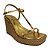 (4570-11959) Sandália Salto Anabela E Tiras Finas Gold - Imagem 2