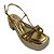 (3070-1603) Sandália Plataforma  Salto Texturizado Tiras Strass Ouro - Imagem 4