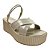 (3069-1539) Sandália Anabela Salto Texturizado Tiras Cruzadas Off White - Imagem 2
