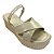 (3069-1539) Sandália Anabela Salto Texturizado Tiras Cruzadas Off White - Imagem 4