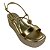 (3069-1536) Sandália Plataforma Salto Texturizado Detalhe Esferizado Ouro - Imagem 4
