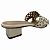 (8457-94214)Tamanco Dourado Tira Vazadas Salto Bloco Off White - Imagem 3