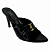 (4463-92410) Tamanco Cabedal Franzido Detalhe Dourado  Preto - Imagem 4