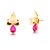 BRINCO FOLHEADO 18K  2 EM 1 PEDRA + ZIRCONIA GOTA PENDULO FLOR - Imagem 1