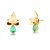 BRINCO FOLHEADO 18K 2 EM 1 PEDRA + ZIRCONIA GOTA PENDULO FLOR - Imagem 1
