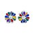Brinco Folheado Prata Flor em Zirconia Colorida - Imagem 1
