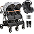 Carrinho Kiddo para Gemeos com Bebe Conforto Cosmos Grafite - Imagem 1