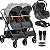 Carrinho Kiddo para Gemeos com Bebe Conforto Base Cosmos Grafite - Imagem 1