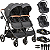 Carrinho Kiddo para Gemeos 2 Bebe Conforto 2 Base Cosmos Preto - Imagem 1