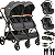 Carrinho Gemeos Kiddo 2 Bebe Conforto 2 Base ISOFIX Cosmos Preto - Imagem 1