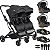Carrinho Kiddo para Gemeos com 2 Bebe Conforto 2 Base Zig Zag Preto - Imagem 1